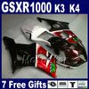 ABS Motorcykeldelar för Suzuki GSXR 1000 K3 2003 2004 Gröna lågor i Black Fairing Kit GSX-R1000 03 04 FAIRINGS GSXR1000 FG94