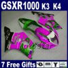 Suzuki GSXR 1000 K3 2003 2004 GSX-R1000 Beyaz Gümüş Siyah Yüksek Sınıf Fairings Set GSXR1000 03 04 GH39