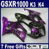 Hoogwaardige backsets voor 2003 2004 Suzuki K3 GSXR 1000 Alle matte zwarte carrosserie GSXR1000 03 GSX-R1000 04 Fairing Kit GH41