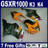 Anpassad Motobike Set för Suzuki GSXR 1000 K3 2003 2004 White Black Corona Fairing Kit GSX-R1000 03 04 FAIRINGS BOODWORK GSXR1000 GH43+7 Gifts