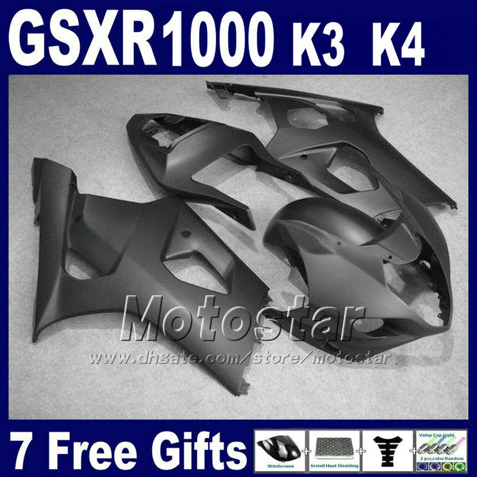 

high quality fairings set for 2003 2004 suzuki k3 gsxr 1000 all matte black bodywork gsxr1000 03 gsxr1000 04 fairing kit gh41, Multi-color