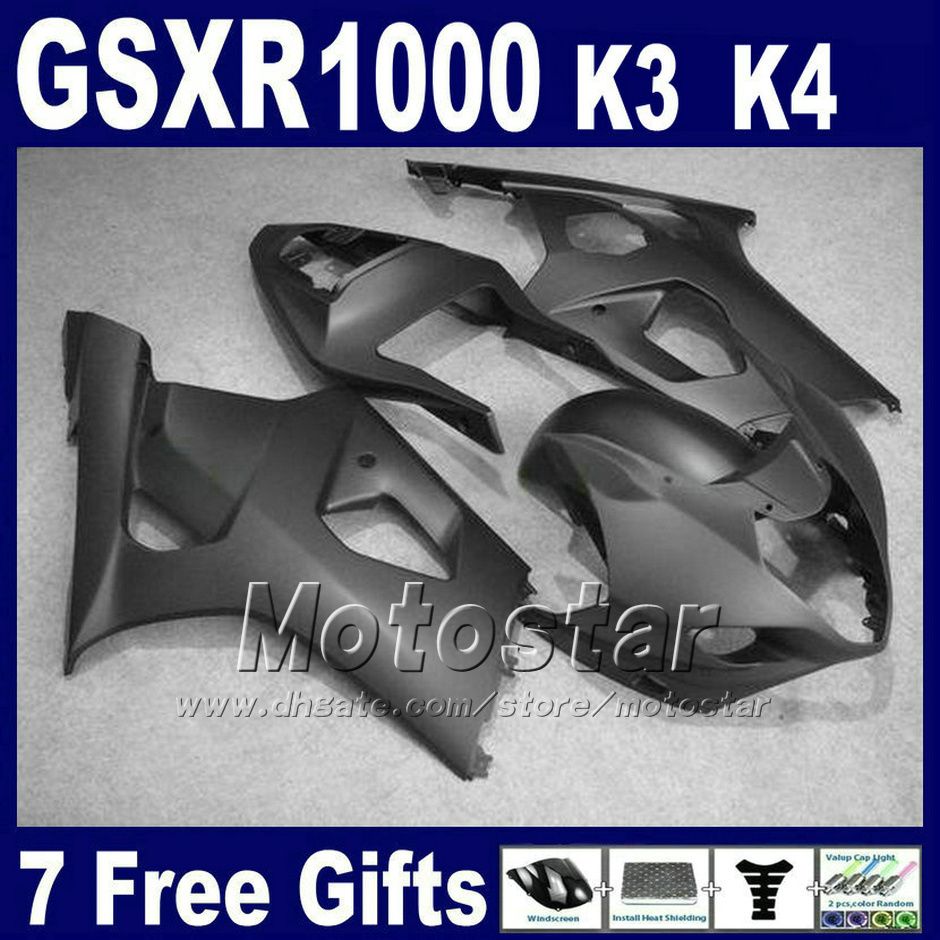 Hoogwaardige backsets voor 2003 2004 Suzuki K3 GSXR 1000 Alle matte zwarte carrosserie GSXR1000 03 GSX-R1000 04 Fairing Kit GH41