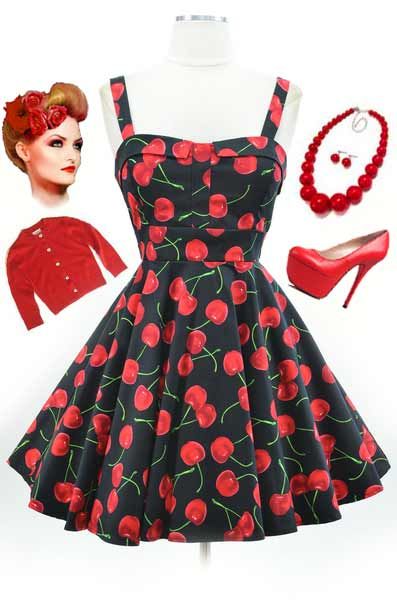 Compra 2015 Vestido De Hepburn 50s Style Cerezas Negro Lunar Blanco  Bombshell PINUP Falda Llena Dom Vestido Rojo Barato | Entrega Rápida Y  Calidad | Es.Dhgate