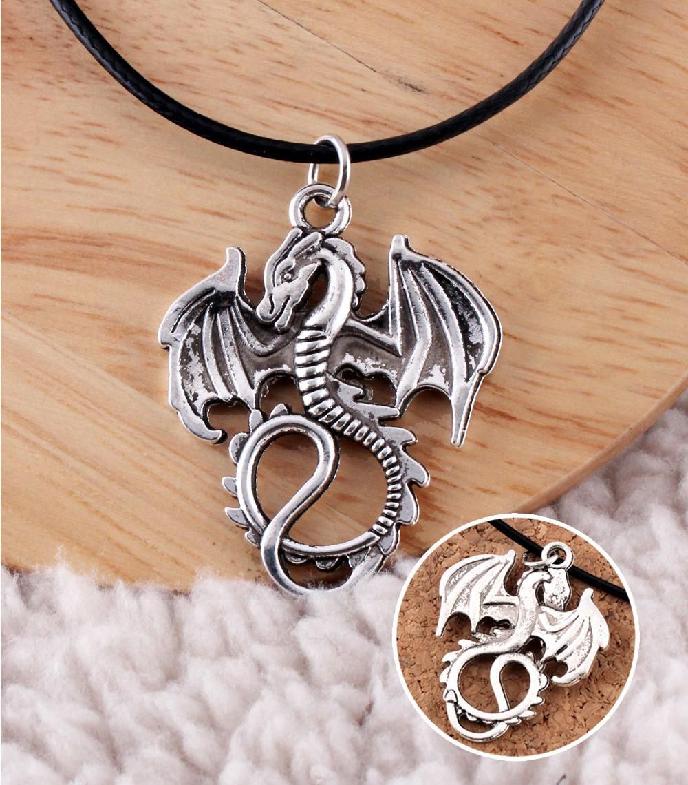 hecho a mano. señor de los Anillos Hobbit Smaug Collar Colgante Dragón de Plata Tibetana