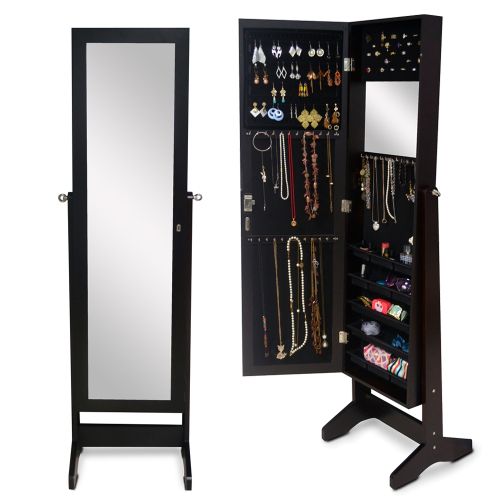 2021 Wood Jewelry Cabinet Jewelry Storage Armoire Display Organizer Box With Full Length Mirror Free Standing Usa Warehouse From Fashionyourlife 99 5 Dhgate Com