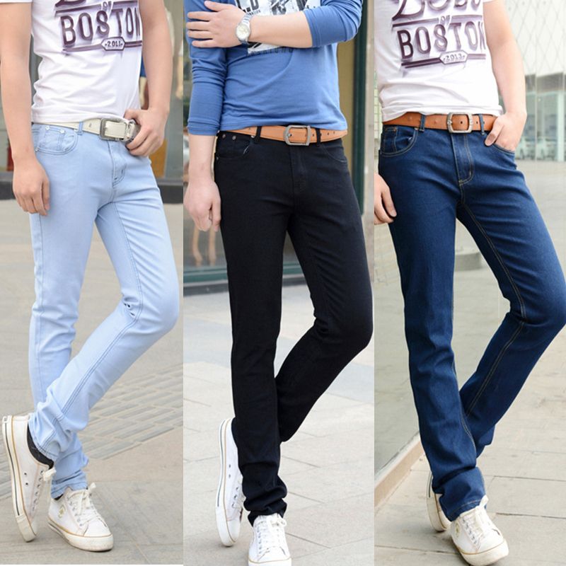 2019 2014 Fashion Men Pencil Skinny Jeans Tight Stretch Feet Men's ...