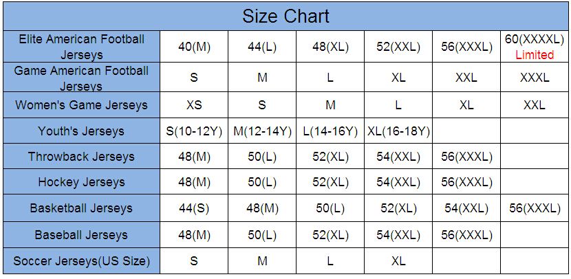 Dhgate Jersey Size Chart