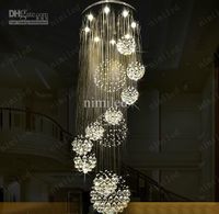 Dia 80xH220cm LED Cristal Lumière Moderne Spirale Escalier Lampes Suspendu Lustre Pendentif Dorplight Duplex Villa Salon Éclairage