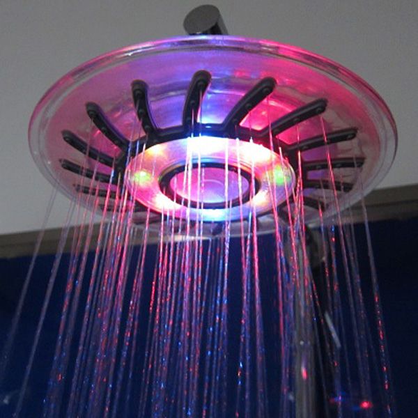 Wall Mount Rainfall Overhead Showerhead Shower Head With Build In LED Light 4 Mixed Color H4742