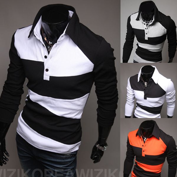 

Оптовая продажа-2014 мужская новая мода тонкий длинный рукав poilo рубашка M/L/XL / XXL Опт