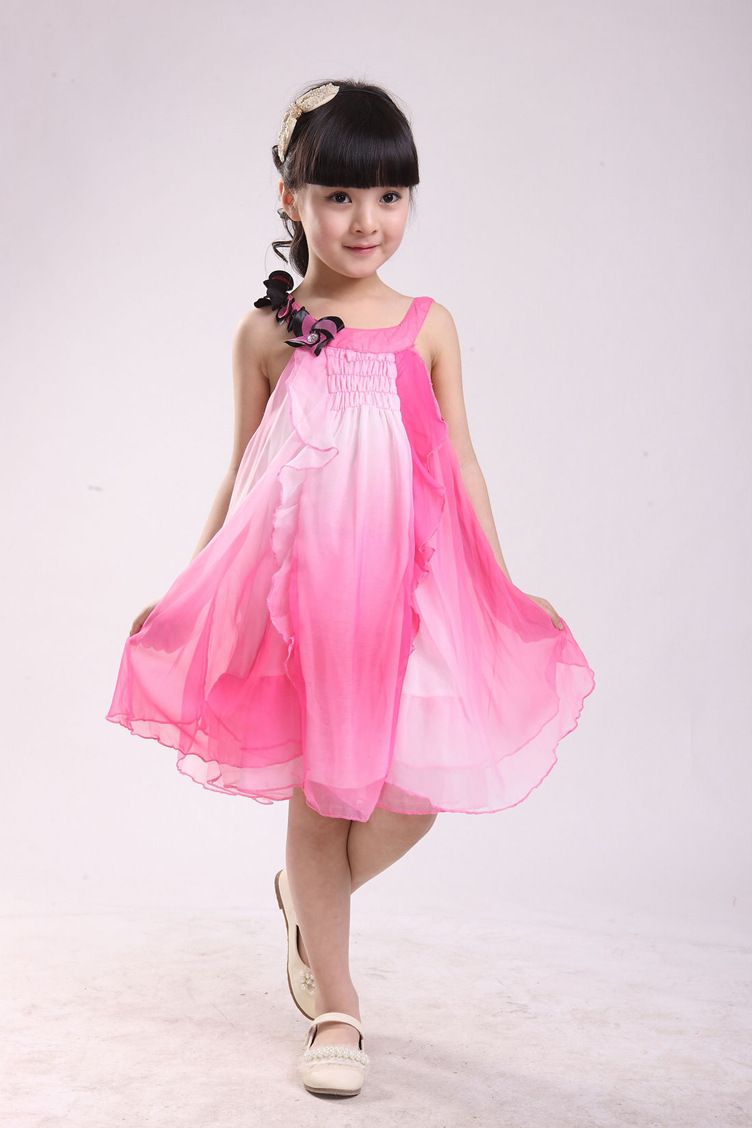 2014 Girls Fashion Party Dresses Korean Style Summer Clothing Chiffon ...