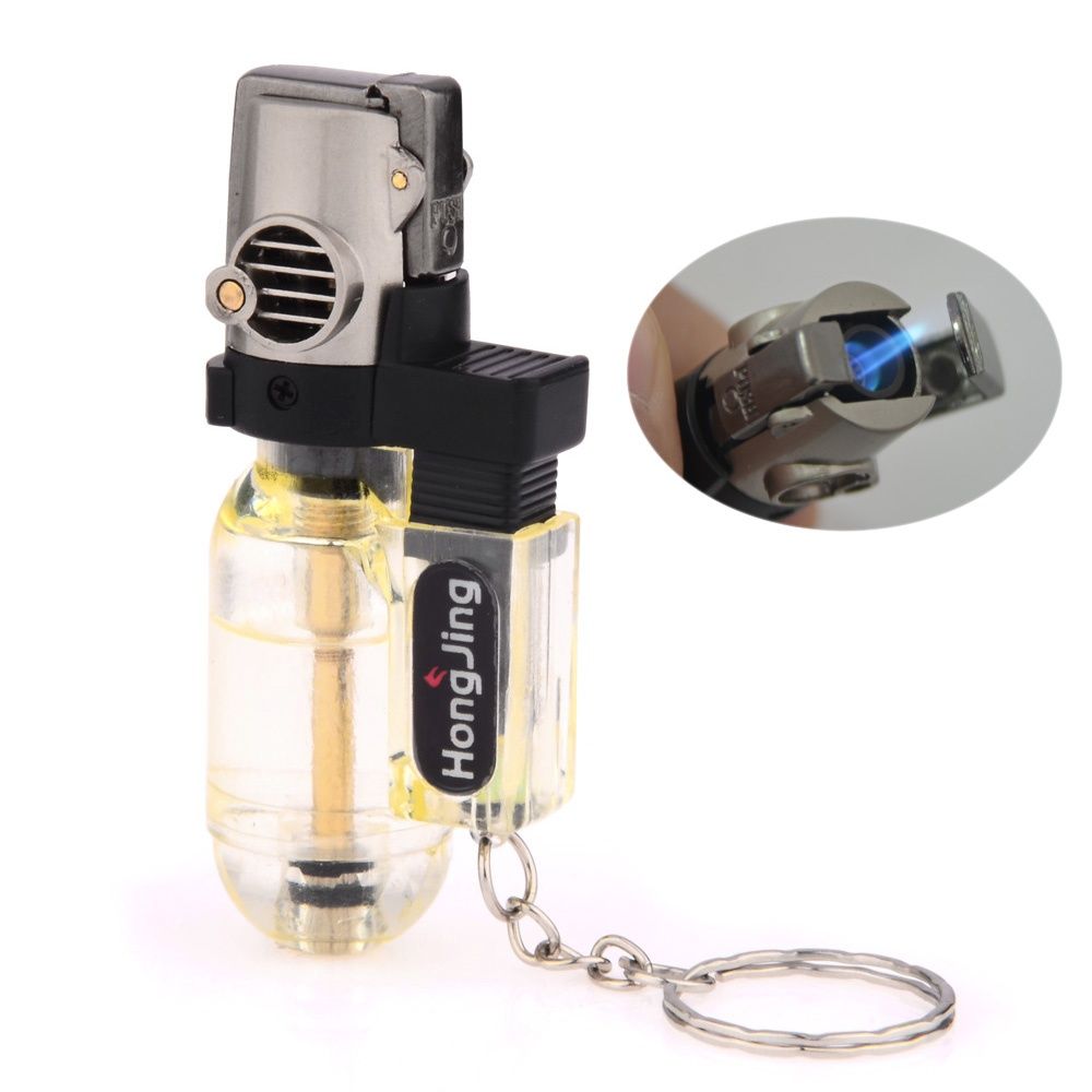 Compact 1300 Degree Refillable Butane Jet Lighter With Clear Tank Torch Windproof Cigarette