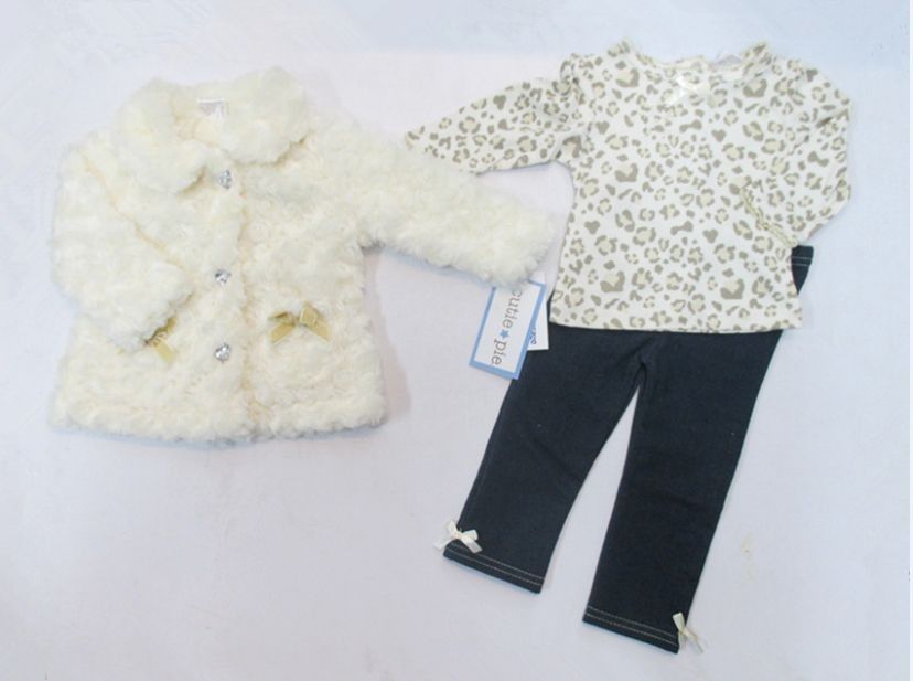 2015年冬の赤ちゃんガールズスーツ子供子供たちづくりコート+ Tシャツ+パンツ衣装3個セット女の子服＃3503