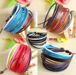 Hot selling hand-woven Diy Wax rope Leather Hand- mixed Colour bracelet