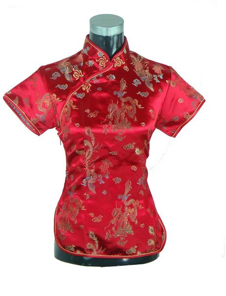 

шанхай история новое прибытие мода cheongsam топ традиционный китайский женский шелк/атлас топ китай цветочный принт блузка дракон рубашка к, White