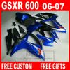 Juego de carrocería de 7 regalos para 06 07 SUZUKI Carenados de moldeo por inyección GSXR 600 todo el kit de carenado negro brillante 2006 GSXR600 2007 K6 GSX-R600 Hy11