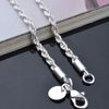 High quality 925 sterling silver Plated 3MM (16-24inches) twisted rope chain necklace fashion jewelry free shipping