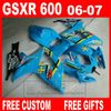 Juego de carrocería de 7 regalos para 06 07 SUZUKI Carenados de moldeo por inyección GSXR 600 todo el kit de carenado negro brillante 2006 GSXR600 2007 K6 GSX-R600 Hy11