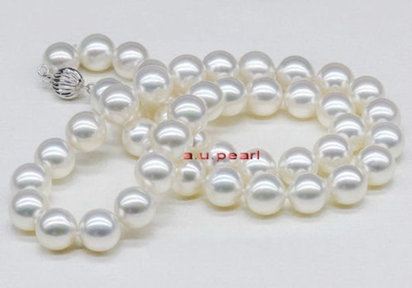 

Fine Pearls Jewelry 19"10-11mm REAL south sea white pearl necklace 925silver