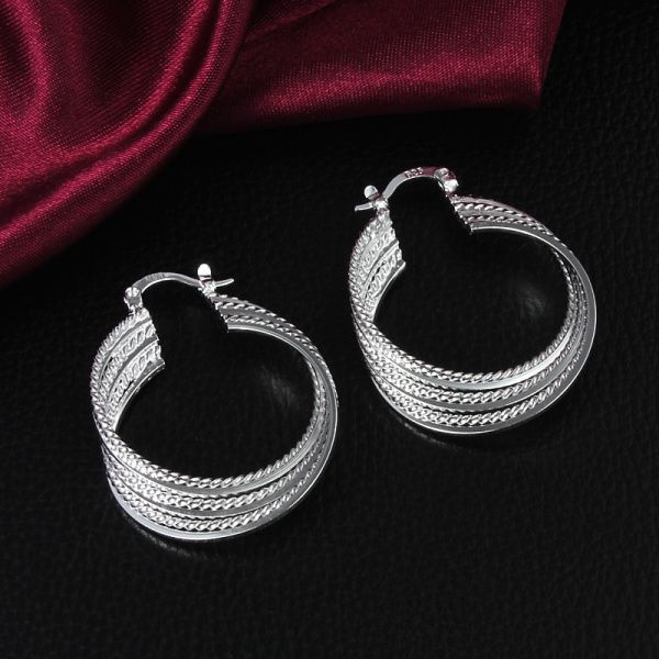2014 تصميم جديد مجوهرات رخيصة أعلى جودة 925 Sterling Silver Hoop أقراط الأزياء الكلاسيكية Party Style9561871