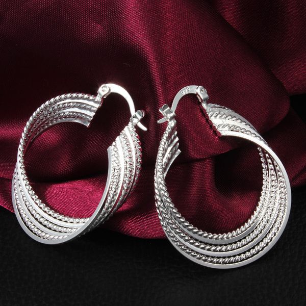 2014 تصميم جديد مجوهرات رخيصة أعلى جودة 925 Sterling Silver Hoop أقراط الأزياء الكلاسيكية Party Style9561871