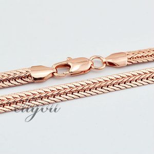 New Fashion Jewelry 6mm Mens Womens Flat Snake Chain 18K Rose Gold Filled Collana Gioielli in oro Spedizione gratuita C07 RN