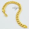 New Fashion Jewelry Free Shipping 9mm Mens Womens Frosted Curb Cuban Chain 18K Yellow Gold Filled Bracelet Gold Jewellery DJB81