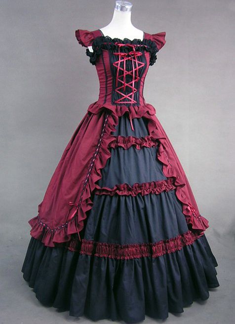 red and black victorian dress