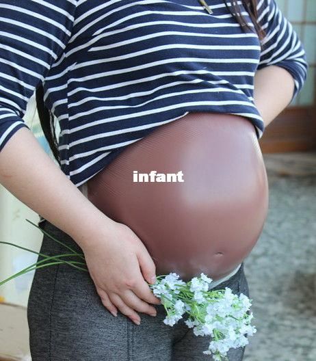 Svart 5 ~ 7 månader Silikon Fake gravid mage för graviditetstest 2000g DHL Gratis frakt