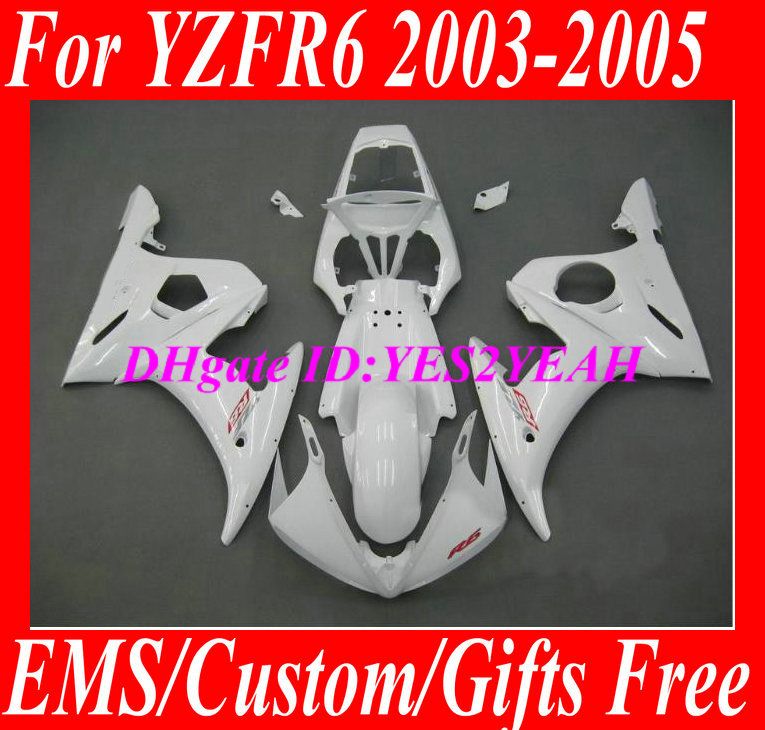 Kit corpo de carenagem para YAMAHA YZFR6 2003 2004 2005 YZF R6 YZF-R6 Carroçaria YZF600 R6 03 04 05 branco Carimbos conjunto + 7 presentes