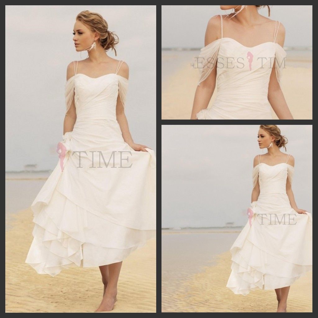 Discount Short Casual Beach Wedding Dresses 2014 Fall Chiffon Knee ...