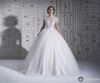 2019 A Line Ball Gown Abiti da sposa Gioiello Appliques Tulle plissettato Sheer-Illusion Bottoni in pizzo Lunghezza abiti da sposa Custom Made