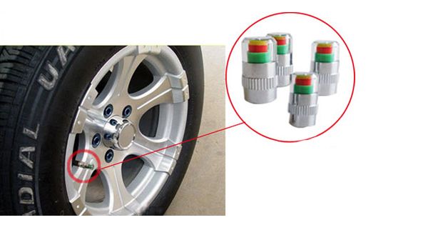Diagnostic Tools 2.4 Bar Car Tyre Pressure Alert Monitor Detecting Indicator Auto Tire Valve Stem Caps Visible Cars Accessories