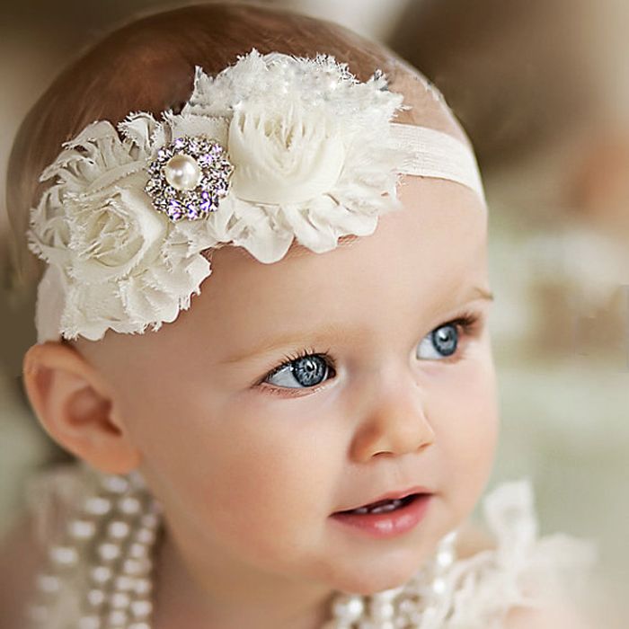 ivory christening headband