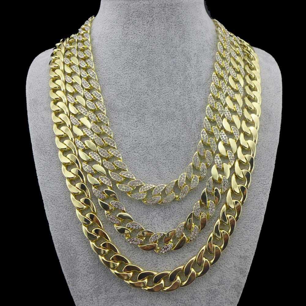14mm 30 Gold Filled Mens Miami Cuban Link Chain, 24 Iced Out Hip Hop CZ
