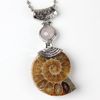 Partihandel 10st CHARM Silverpläterad Naturlig Ammonit Fossil med olika stenhänge pärlor Hängsmycke Smycken för halsband