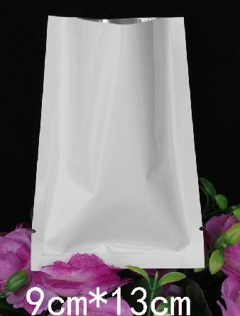 

Free shipping 100pcs/lot Small Glossy white Open Top Aluminum Foil Packaging Bag Black Foil Edible Powder Pouch Small Heat Sealing Bag
