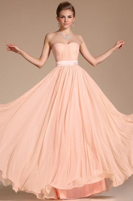 2014 Elegant Blush Peach Bridesmaid  Dresses  Strapless A 
