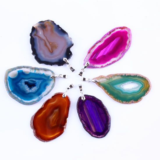 wholesale Charm Natural Geode Agate slices pendant Colorful Shape Of Freeform Druzy Geode Agate Fashion Beads Pendant Jewelry