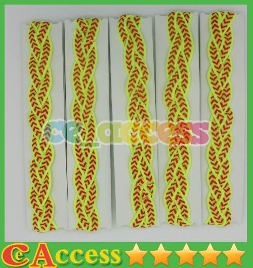 2019 Neon Yellow Stitch Softball Braided Sports Headbands For