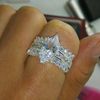 Free shipping wholesale Fahsion jewelry 925 sterling silver white topaz CZ Women wedding Ring gift