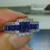 Gratis verzending maat 9/10/11 100% nieuw mode-sieraden 10kt wit goud gevuld blauwe saffier edelsteen mannen trouwring