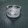 Rozmiar 6/7/9/9/10 Darmowa Wysyłka Luksusowa Biżuteria Zestaw 10kt White Gold Wypełnione White Topaz Obrączka Zestaw Prezent