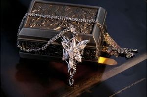 Mode Smycken Kyla Lotr 18K Vit Guldfylld Arwen Evenstar Vit Sapphire CZ Halsband Hängsmycke för bröllopsgåva