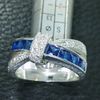 NEW 100% Brand free shipping Fine Jewelry 925 sterling silver blue sapphire Gem Women wedding Belt buckle Ring size6/7/8/9