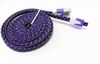 Noodle Braided Type C cable Micro USB 2.0 Cable Sync Data Charging 1m 2m 3m Cord Flat Woven Fabric Dual Colors for Samsung Galaxy S3 S4 S5