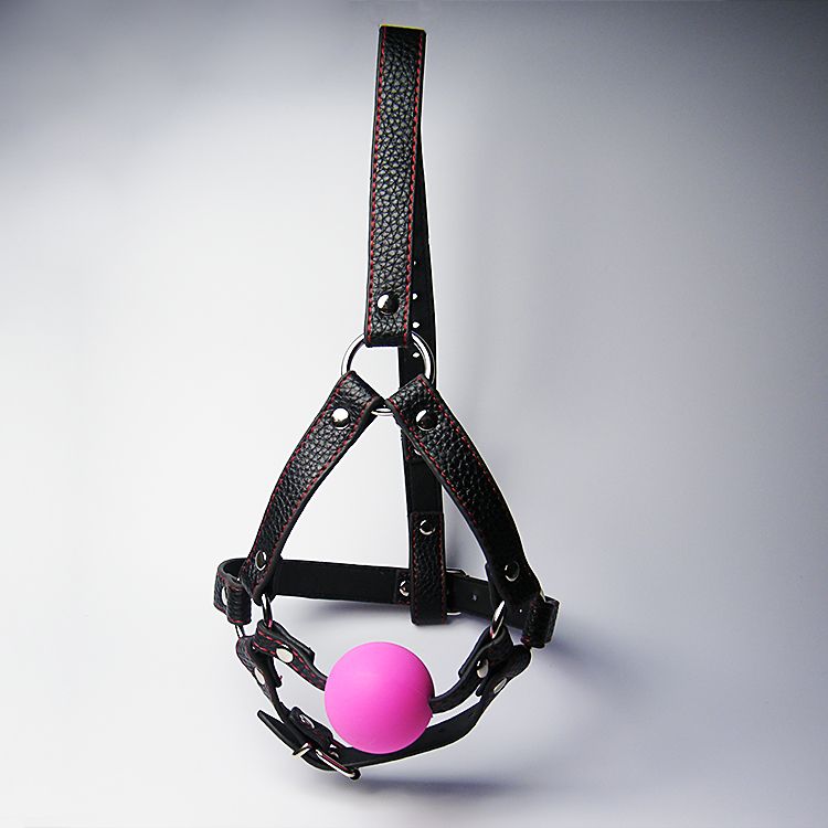 Último arnês de couro preto ajustável feminino com silicone bola de bola de bondage engrenagem paixão flertando bdsm sexo brinquedo preto rink4578109