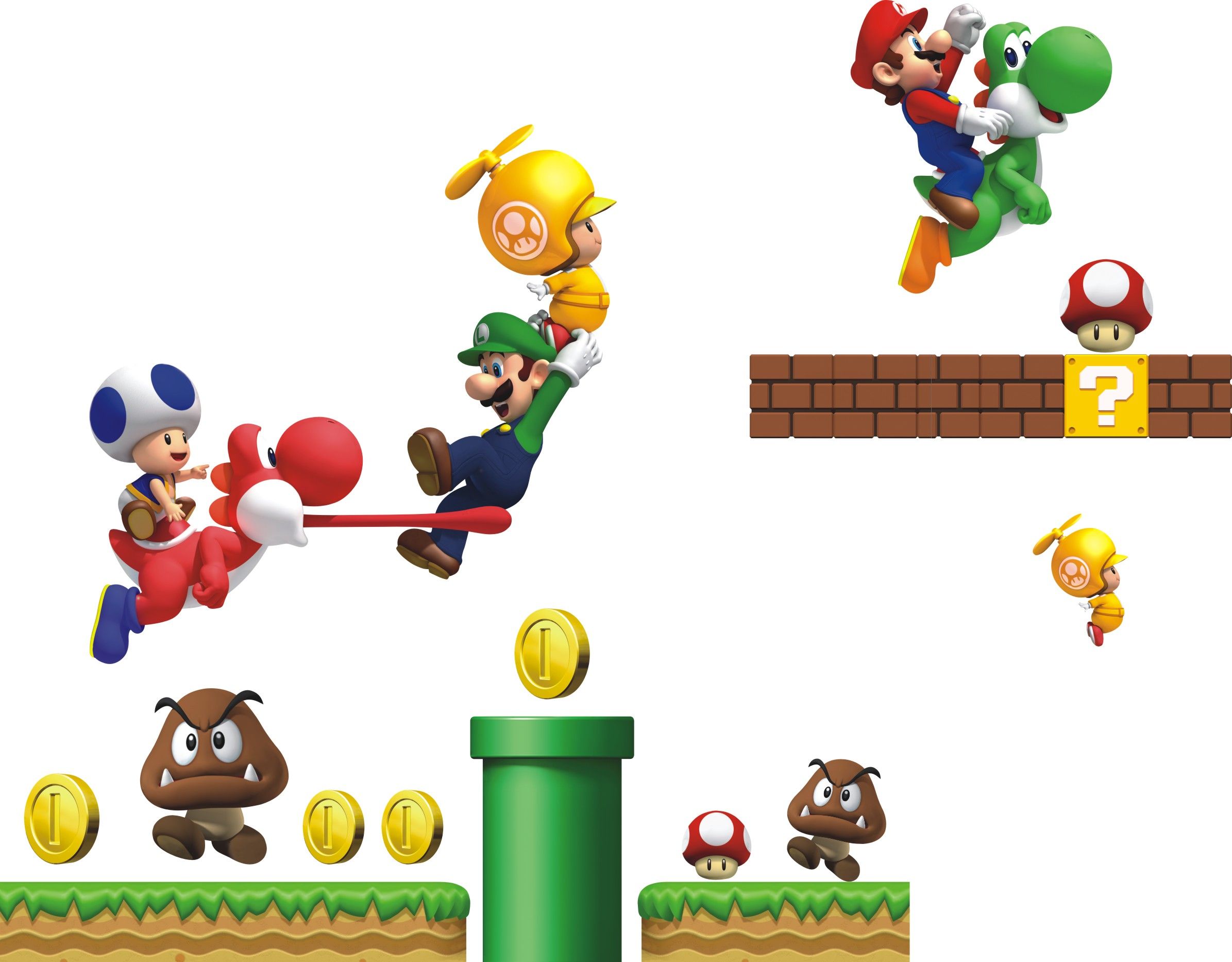 Super Mario Bros Cartoon Removable Wall Stickers For Kids Baby Rooms