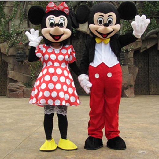 2019 White Mickey & Minnie Mouse Mascot Costumes Suit Wedding Fancy Dress Outfit 