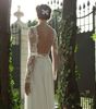 2019 chiffon lace summer collection sheer wedding dresses long sleeves bateau backless floor length beach dresses cheap 7669493